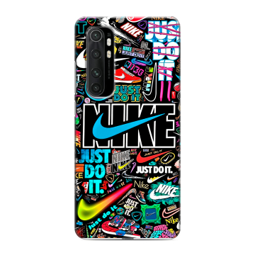Силиконовый чехол на Xiaomi Mi Note 10 Lite с принтом найк nike черный