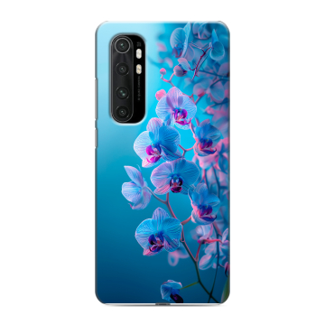 Силиконовый чехол на Xiaomi Mi Note 10 Lite с принтом голубые орхидеи Силиконовый чехол на Xiaomi Mi Note 10 Lite с принтом голубые орхидеи