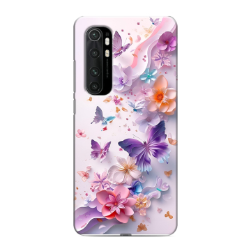 Силиконовый чехол на Xiaomi Mi Note 10 Lite с принтом цветы бабочки Силиконовый чехол на Xiaomi Mi Note 10 Lite с принтом цветы бабочки