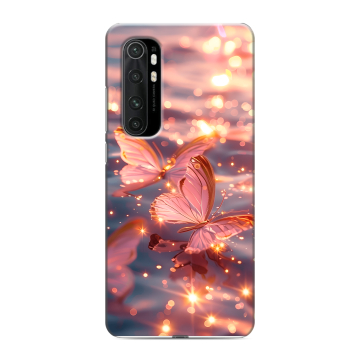 Силиконовый чехол на Xiaomi Mi Note 10 Lite с принтом бабочки розовые