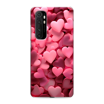 Силиконовый чехол на Xiaomi Mi Note 10 Lite с принтом розовые сердечки Силиконовый чехол на Xiaomi Mi Note 10 Lite с принтом розовые сердечки