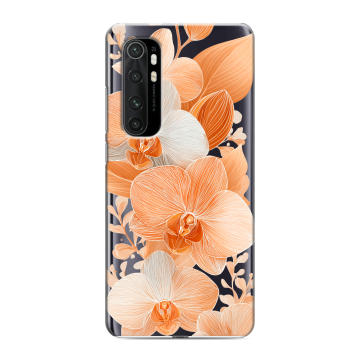 Силиконовый чехол на Xiaomi Mi Note 10 Lite с принтом Бежевые цветы Силиконовый чехол на Xiaomi Mi Note 10 Lite с принтом Бежевые цветы