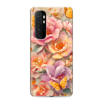 Силиконовый чехол на Xiaomi Mi Note 10 Lite с принтом Цветы и бабочки Силиконовый чехол на Xiaomi Mi Note 10 Lite с принтом Цветы и бабочки