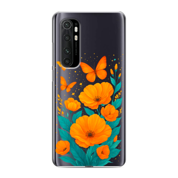 Силиконовый чехол на Xiaomi Mi Note 10 Lite с принтом цветы бабочки Силиконовый чехол на Xiaomi Mi Note 10 Lite с принтом цветы бабочки