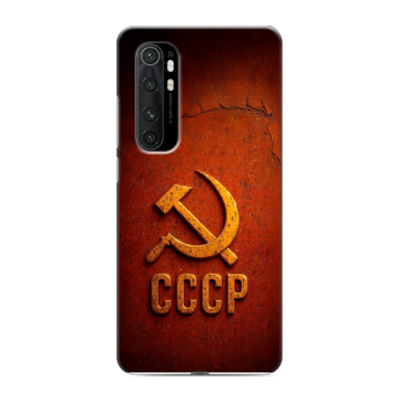 Силиконовый чехол на Xiaomi Mi Note 10 Lite с принтом Флаг Герб СССР Силиконовый чехол на Xiaomi Mi Note 10 Lite с принтом Флаг Герб СССР