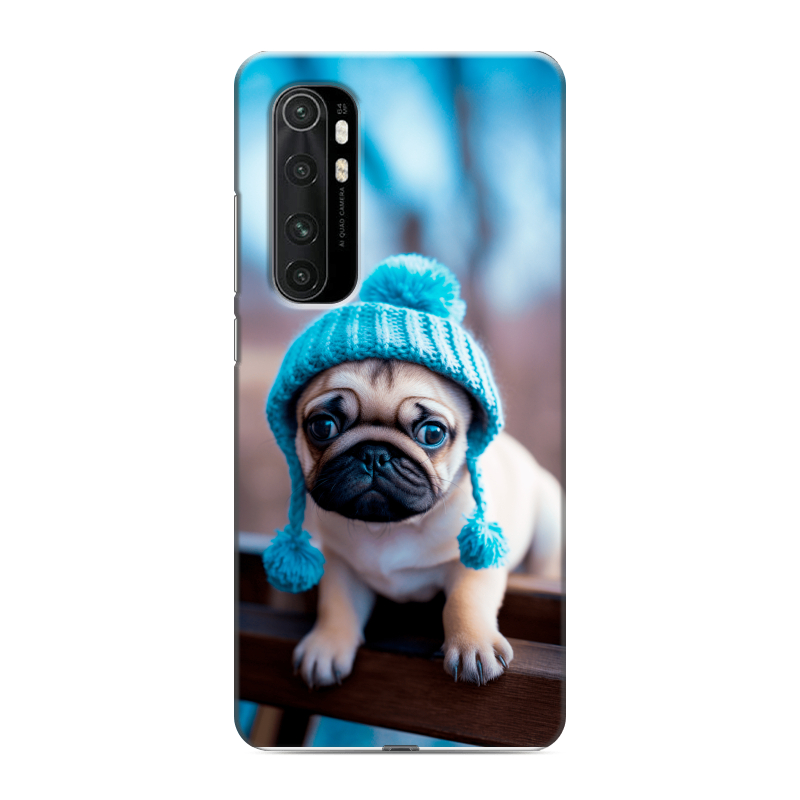 Силиконовый чехол на Xiaomi Mi Note 10 Lite с принтом Мопс в шапке Силиконовый чехол на Xiaomi Mi Note 10 Lite с принтом Мопс в шапке