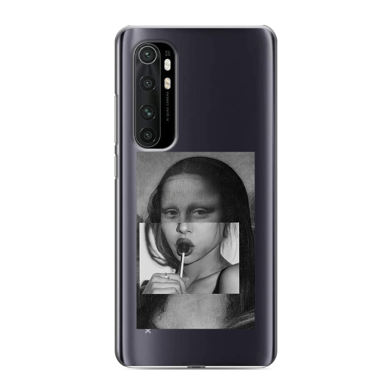 Силиконовый противоударный чехол на Xiaomi Mi Note 10 Lite с принтом Мона Лиза Силиконовый противоударный чехол на Xiaomi Mi Note 10 Lite с принтом Мона Лиза