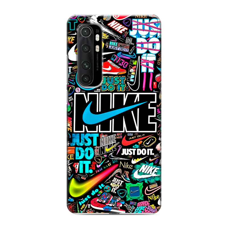 Силиконовый противоударный чехол на Xiaomi Mi Note 10 Lite с принтом найк nike черный Силиконовый противоударный чехол на Xiaomi Mi Note 10 Lite с принтом найк nike черный