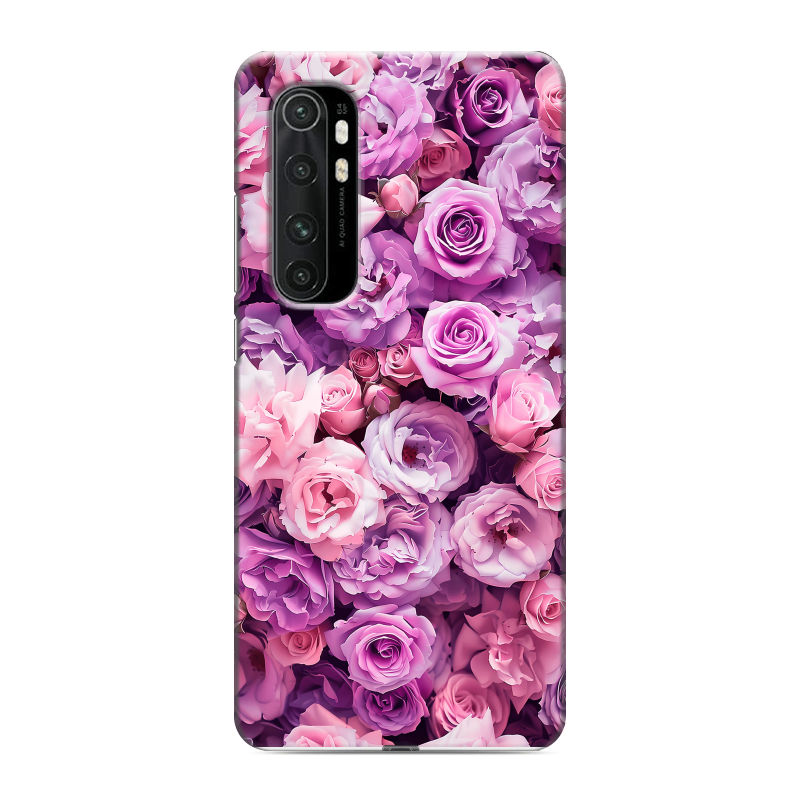 Силиконовый противоударный чехол на Xiaomi Mi Note 10 Lite с принтом лавандовые розы Силиконовый противоударный чехол на Xiaomi Mi Note 10 Lite с принтом лавандовые розы