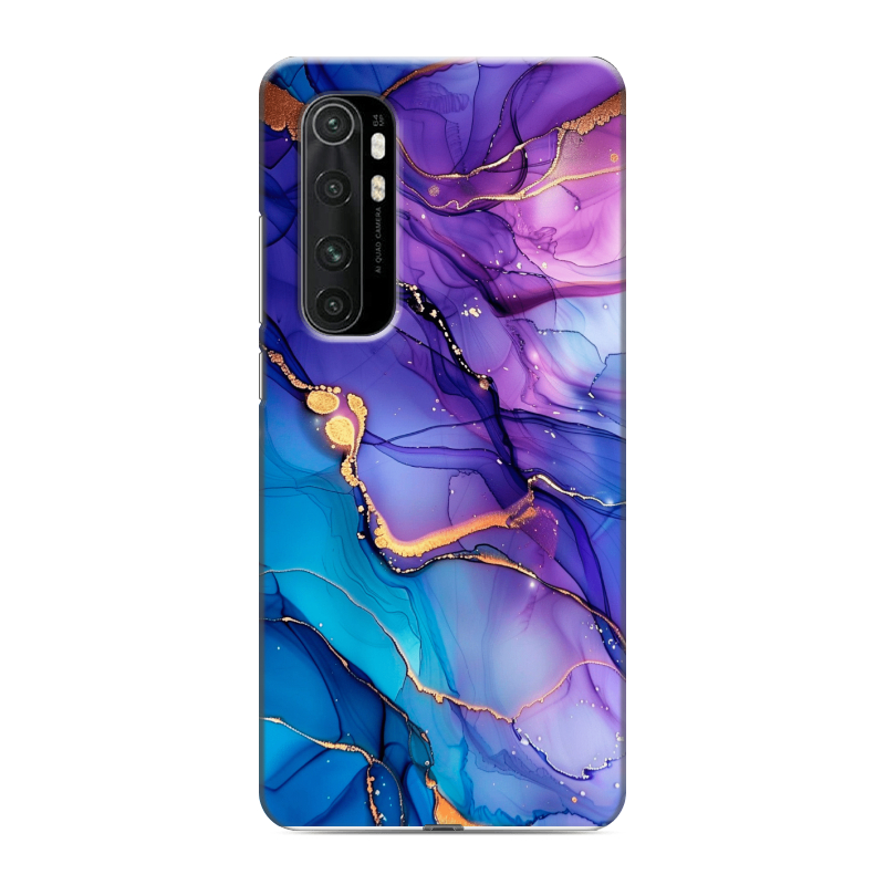 Силиконовый противоударный чехол на Xiaomi Mi Note 10 Lite с принтом синий мрамор Силиконовый противоударный чехол на Xiaomi Mi Note 10 Lite с принтом синий мрамор