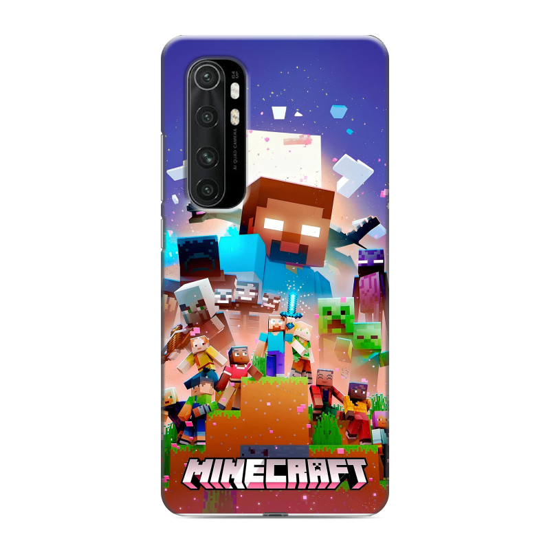 Силиконовый противоударный чехол на Xiaomi Mi Note 10 Lite с принтом Майнкрафт Minecraft Силиконовый противоударный чехол на Xiaomi Mi Note 10 Lite с принтом Майнкрафт Minecraft