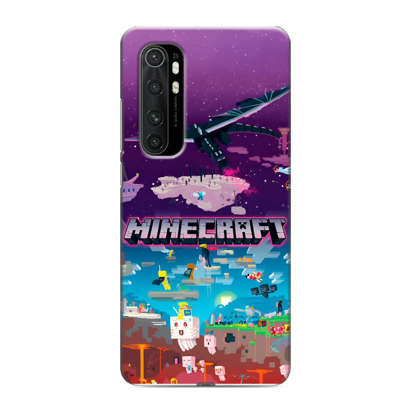 Силиконовый противоударный чехол на Xiaomi Mi Note 10 Lite с принтом Майнкрафт Minecraft Силиконовый противоударный чехол на Xiaomi Mi Note 10 Lite с принтом Майнкрафт Minecraft