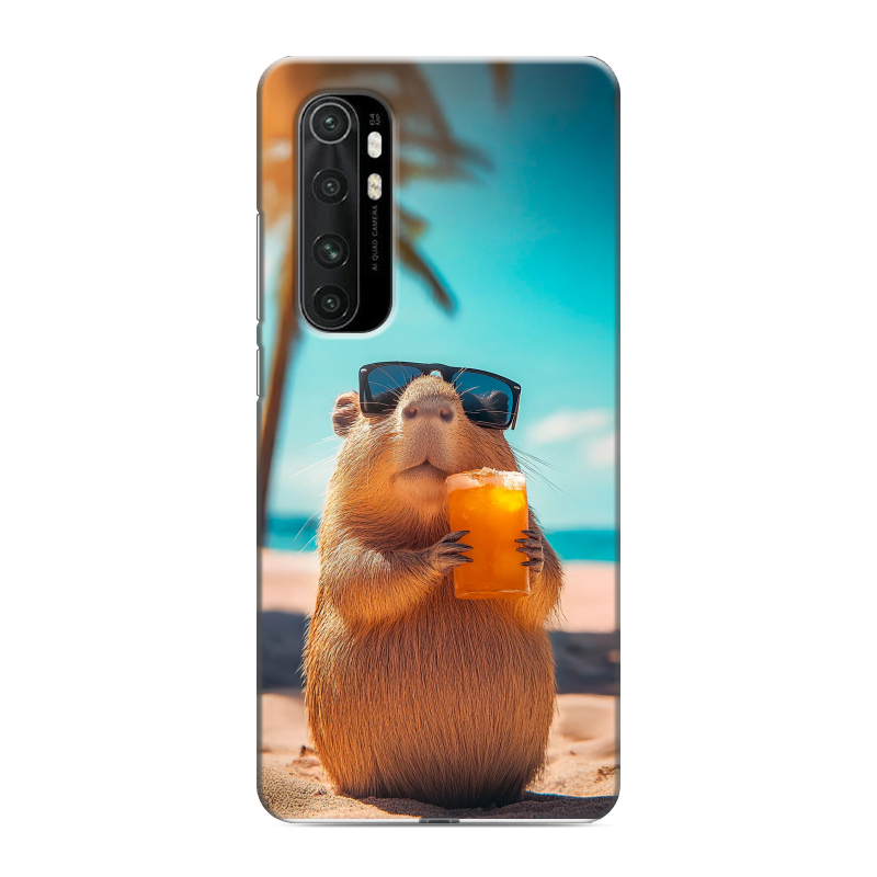 Силиконовый противоударный чехол на Xiaomi Mi Note 10 Lite с принтом Капибара Силиконовый противоударный чехол на Xiaomi Mi Note 10 Lite с принтом Капибара
