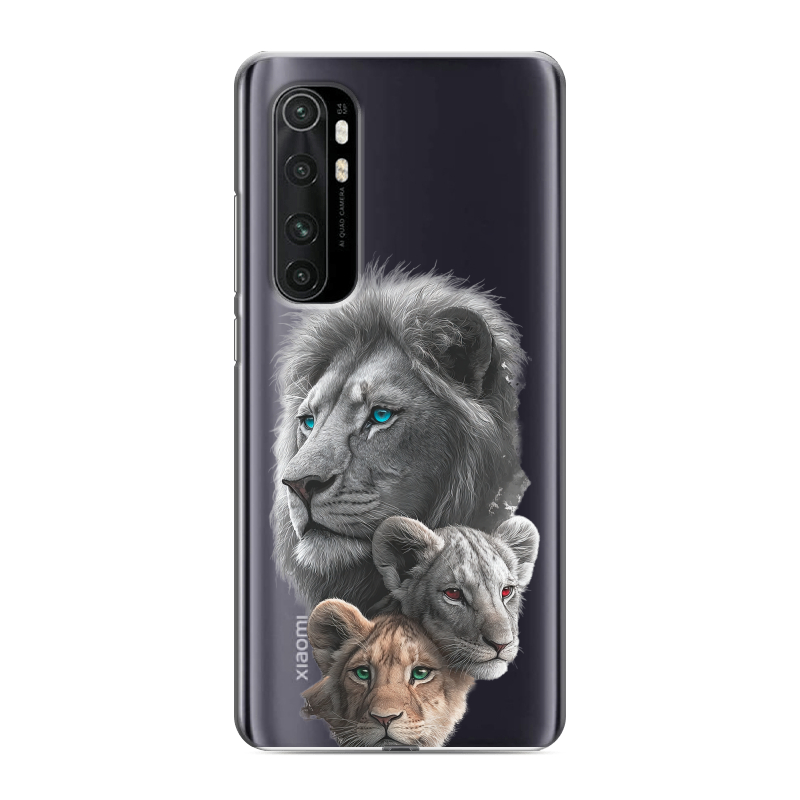Силиконовый противоударный чехол на Xiaomi Mi Note 10 Lite с принтом Львы Силиконовый противоударный чехол на Xiaomi Mi Note 10 Lite с принтом Львы