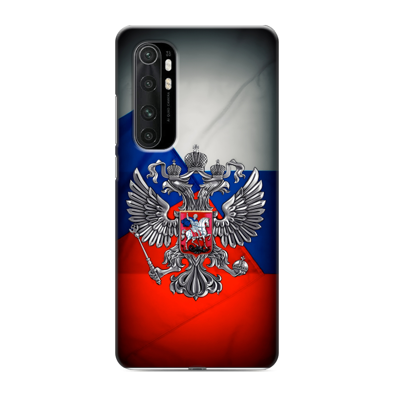 Силиконовый чехол на Xiaomi Mi Note 10 Lite с принтом Флаг России Силиконовый чехол на Xiaomi Mi Note 10 Lite с принтом Флаг России