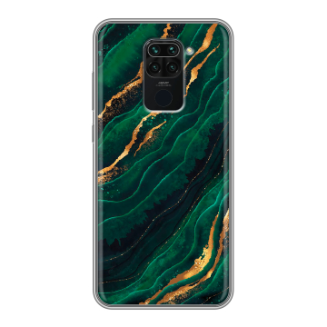 Силиконовый чехол на Xiaomi RedMi Note 9 с принтом Мрамор зеленое золото Силиконовый чехол на Xiaomi RedMi Note 9 с принтом Мрамор зеленое золото