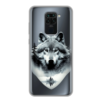 Силиконовый чехол на Xiaomi RedMi Note 9 с принтом Волк в лесу