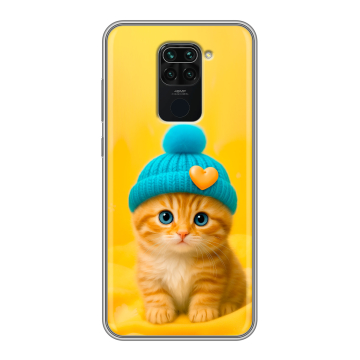 Силиконовый чехол на Xiaomi RedMi Note 9 с принтом Котенок в шапке