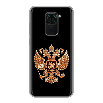 Силиконовый чехол на Xiaomi RedMi Note 9 с принтом Герб России золотой
