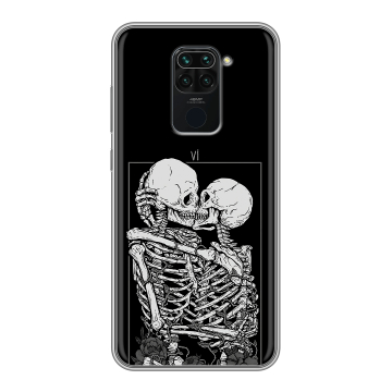 Силиконовый чехол на Xiaomi RedMi Note 9 с принтом Поцелуй скелетов Силиконовый чехол на Xiaomi RedMi Note 9 с принтом Поцелуй скелетов