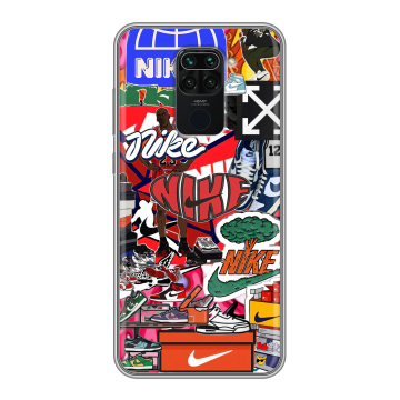 Силиконовый чехол на Xiaomi RedMi Note 9 с принтом Найк Nike яркий Силиконовый чехол на Xiaomi RedMi Note 9 с принтом Найк Nike яркий