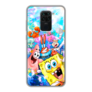 Силиконовый чехол на Xiaomi RedMi Note 9 с принтом спанчбоб спанч боб Силиконовый чехол на Xiaomi RedMi Note 9 с принтом спанчбоб спанч боб