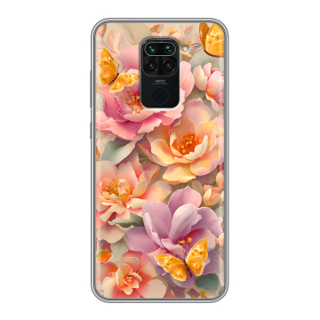 Силиконовый чехол на Xiaomi RedMi Note 9 с принтом Цветы и бабочки