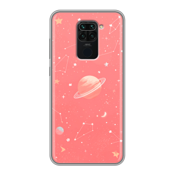 Силиконовый чехол на Xiaomi RedMi Note 9 с принтом Розовый космос
