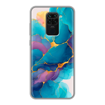Силиконовый чехол на Xiaomi RedMi Note 9 с принтом Мрамор блестки