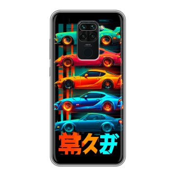 Силиконовый чехол на Xiaomi RedMi Note 9 с принтом машины тачки