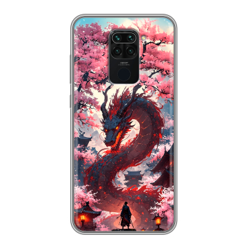 Силиконовый чехол на Xiaomi RedMi Note 9 с принтом Дракон Японский Силиконовый чехол на Xiaomi RedMi Note 9 с принтом Дракон Японский