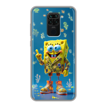 Силиконовый чехол на Xiaomi RedMi Note 9 с принтом Спанч боб Спанчбоб