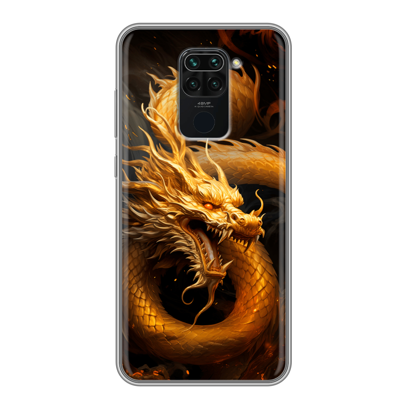 Силиконовый чехол на Xiaomi RedMi Note 9 с принтом Золотой дракон Силиконовый чехол на Xiaomi RedMi Note 9 с принтом Золотой дракон