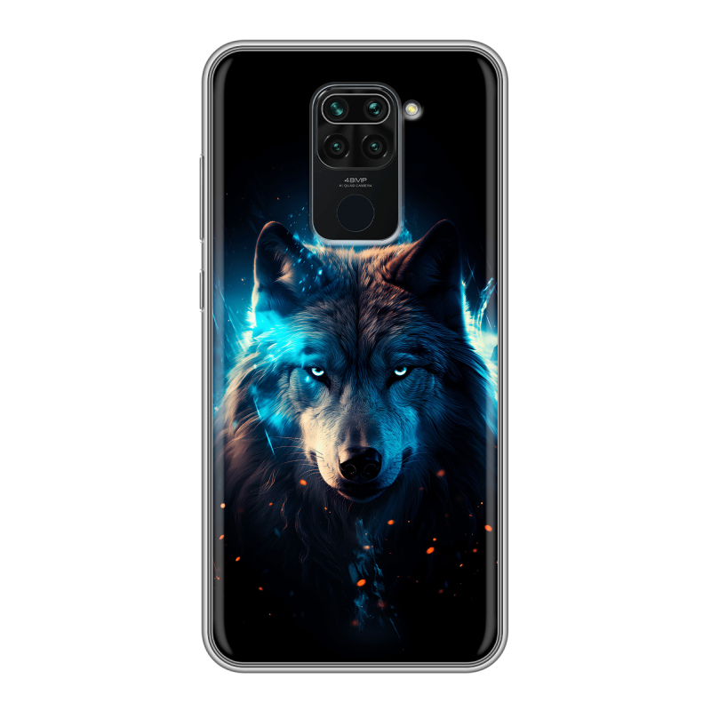 Силиконовый чехол на Xiaomi RedMi Note 9 с принтом Волк ночной Силиконовый чехол на Xiaomi RedMi Note 9 с принтом Волк ночной