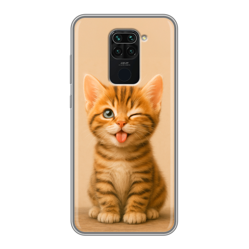 Силиконовый противоударный чехол на Xiaomi RedMi Note 9 с принтом котенок Силиконовый противоударный чехол на Xiaomi RedMi Note 9 с принтом котенок