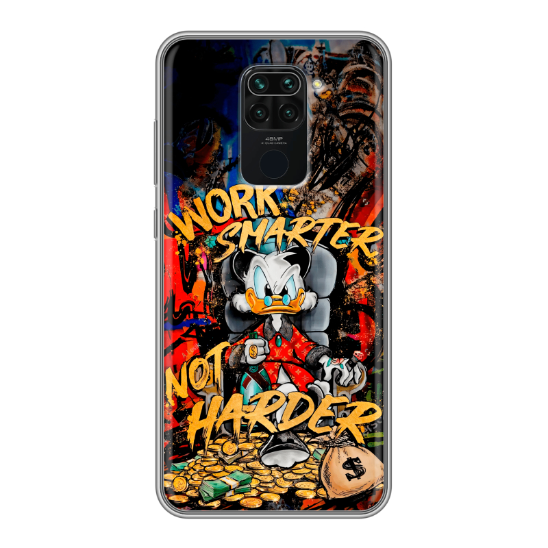 Силиконовый противоударный чехол на Xiaomi RedMi Note 9 с принтом Дональд Дак Деньги Силиконовый противоударный чехол на Xiaomi RedMi Note 9 с принтом Дональд Дак Деньги