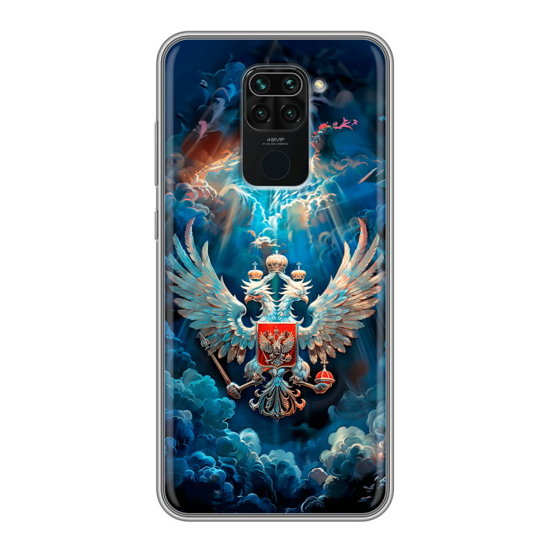 Силиконовый противоударный чехол на Xiaomi RedMi Note 9 с принтом Герб флаг России Силиконовый противоударный чехол на Xiaomi RedMi Note 9 с принтом Герб флаг России