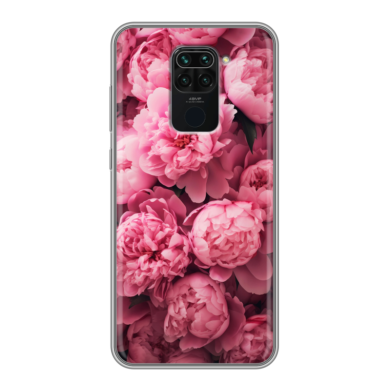 Силиконовый чехол на Xiaomi RedMi Note 9 с принтом цветы пионы Силиконовый чехол на Xiaomi RedMi Note 9 с принтом цветы пионы