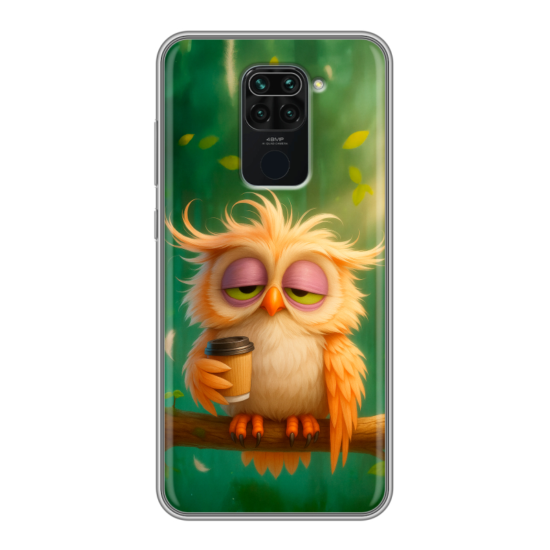 Силиконовый противоударный чехол на Xiaomi RedMi Note 9 с принтом сова Силиконовый противоударный чехол на Xiaomi RedMi Note 9 с принтом сова