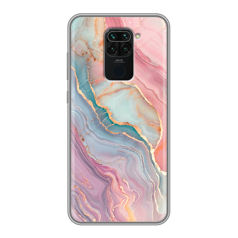 Силиконовый чехол на Xiaomi RedMi Note 9 с принтом розовый мрамор Силиконовый чехол на Xiaomi RedMi Note 9 с принтом розовый мрамор