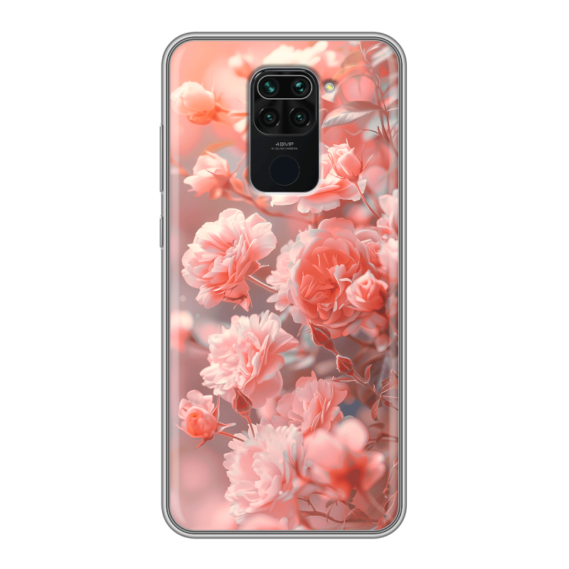 Силиконовый противоударный чехол на Xiaomi RedMi Note 9 с принтом Розы цветы Силиконовый противоударный чехол на Xiaomi RedMi Note 9 с принтом Розы цветы