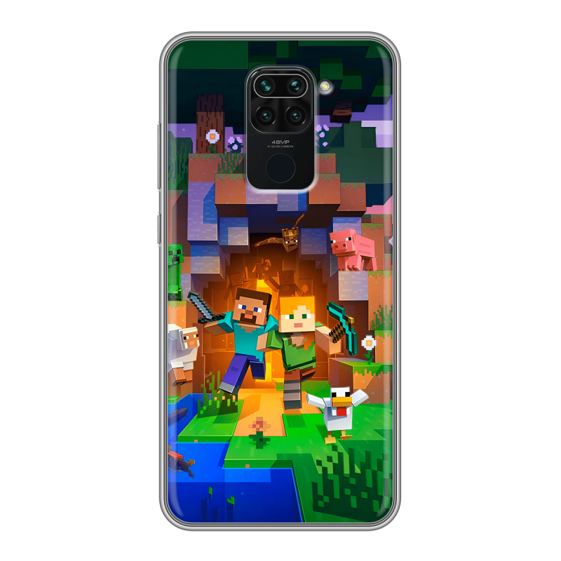 Силиконовый чехол на Xiaomi RedMi Note 9 с принтом Майнкрафт Minecraft Силиконовый чехол на Xiaomi RedMi Note 9 с принтом Майнкрафт Minecraft