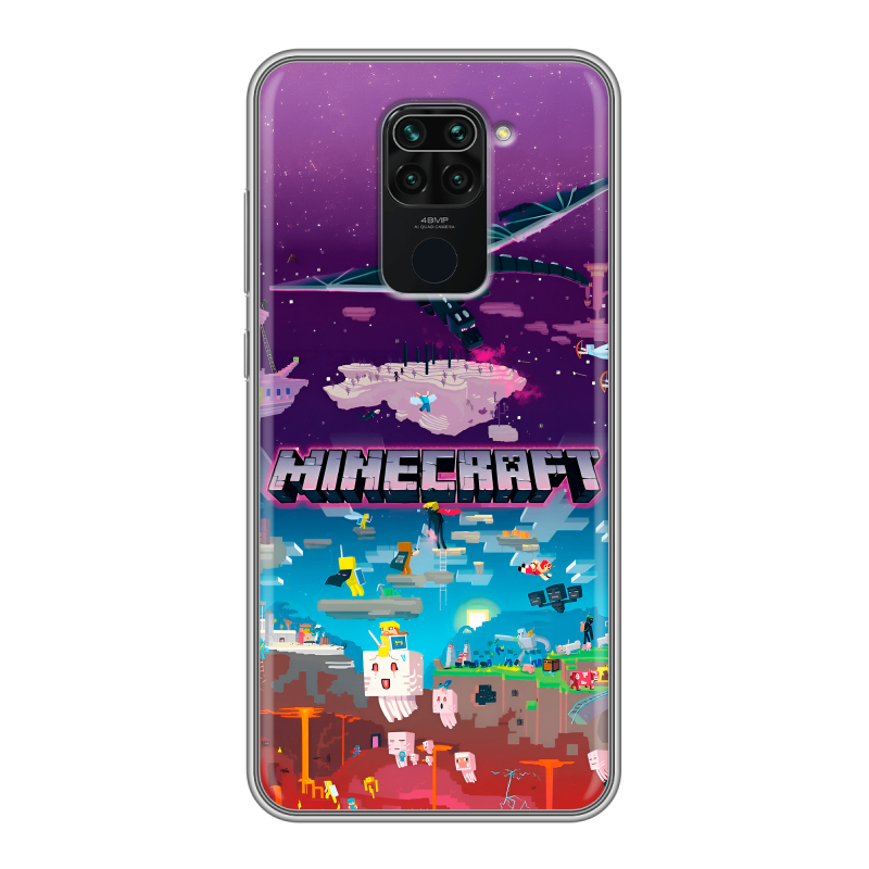 Силиконовый противоударный чехол на Xiaomi RedMi Note 9 с принтом Майнкрафт Minecraft Силиконовый противоударный чехол на Xiaomi RedMi Note 9 с принтом Майнкрафт Minecraft