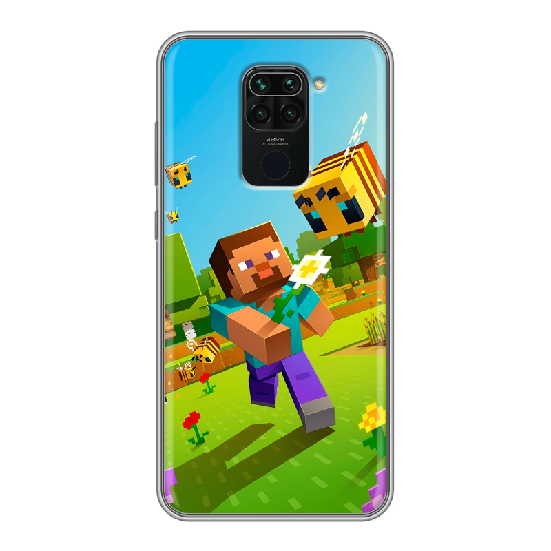 Силиконовый противоударный чехол на Xiaomi RedMi Note 9 с принтом Майнкрафт Minecraft Силиконовый противоударный чехол на Xiaomi RedMi Note 9 с принтом Майнкрафт Minecraft