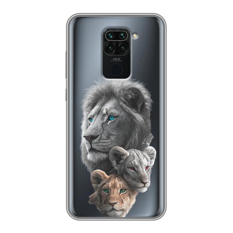 Силиконовый противоударный чехол на Xiaomi RedMi Note 9 с принтом Львы Силиконовый противоударный чехол на Xiaomi RedMi Note 9 с принтом Львы