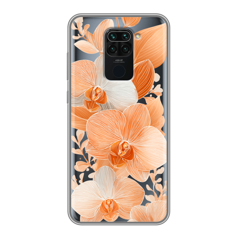Силиконовый чехол на Xiaomi RedMi Note 9 с принтом Бежевые цветы Силиконовый чехол на Xiaomi RedMi Note 9 с принтом Бежевые цветы