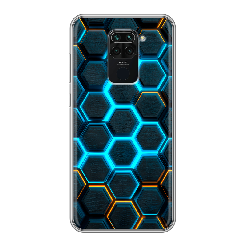 Силиконовый чехол на Xiaomi RedMi Note 9 с принтом Неоновые соты Силиконовый чехол на Xiaomi RedMi Note 9 с принтом Неоновые соты
