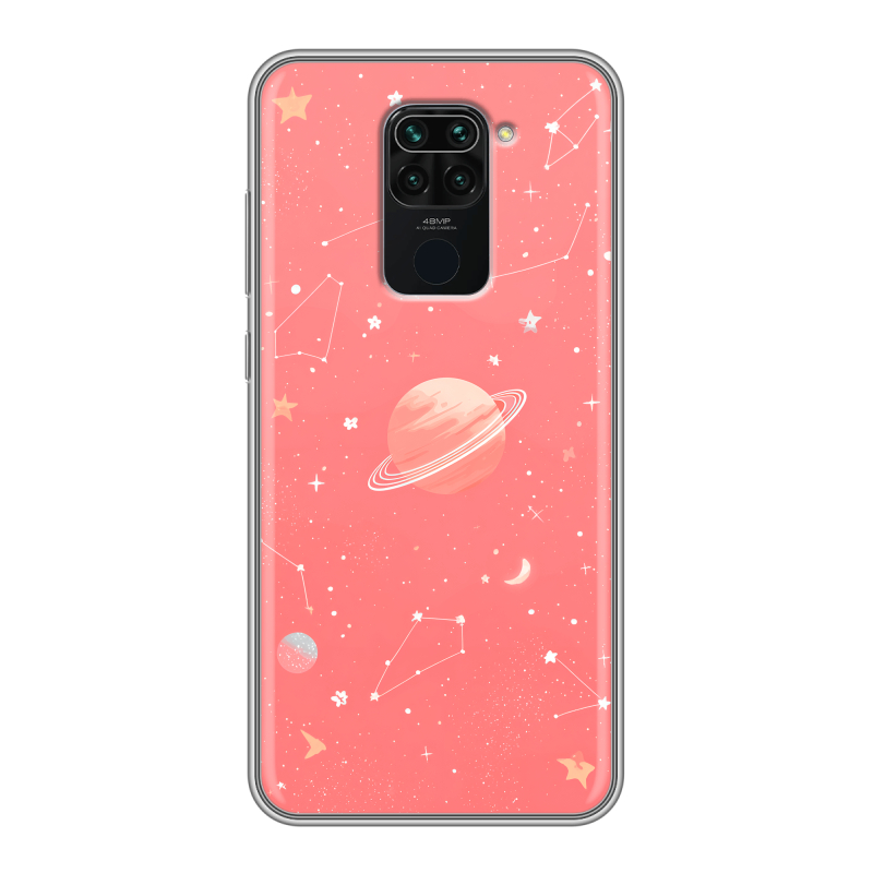Силиконовый чехол на Xiaomi RedMi Note 9 с принтом Розовый космос Силиконовый чехол на Xiaomi RedMi Note 9 с принтом Розовый космос