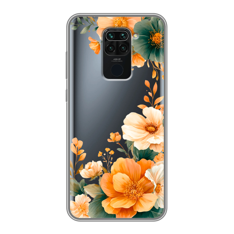 Силиконовый противоударный чехол на Xiaomi RedMi Note 9 с принтом Цветы принт Силиконовый противоударный чехол на Xiaomi RedMi Note 9 с принтом Цветы принт