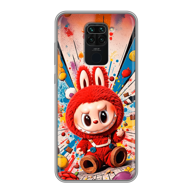 Силиконовый противоударный чехол на Xiaomi RedMi Note 9 с принтом Labubu Лабубу Силиконовый противоударный чехол на Xiaomi RedMi Note 9 с принтом Labubu Лабубу